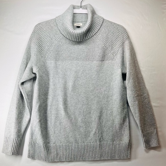 L.L. Bean Light Gray Ribbed Turtleneck - Picture 1 of 7